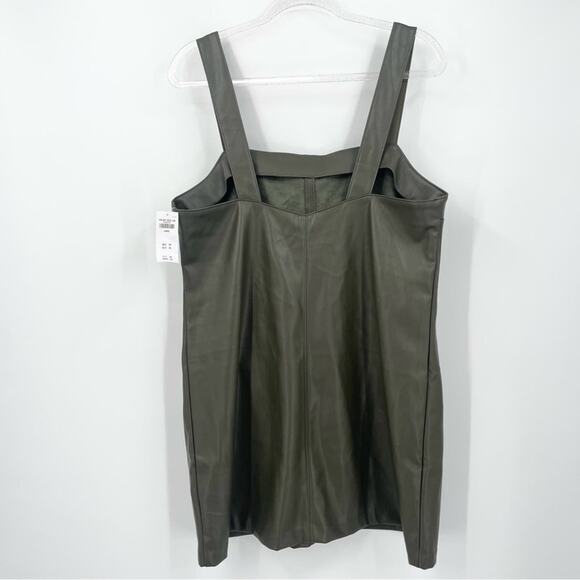 Abercrombie & Fitch Vegan Leather Shift Mini Dress Size Large Olive‎ NWT - Picture 7 of 9